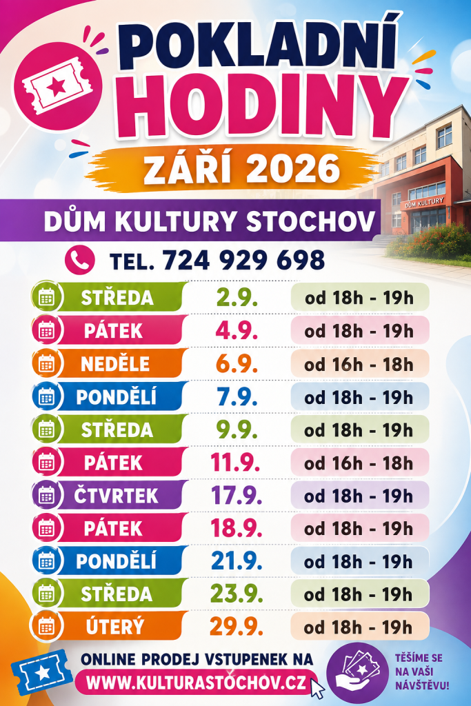 Pokladní hodiny září 2026